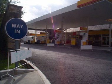 Picture of the empty petrol station in Barrowoford at the height of the public protests about petrol taxation.